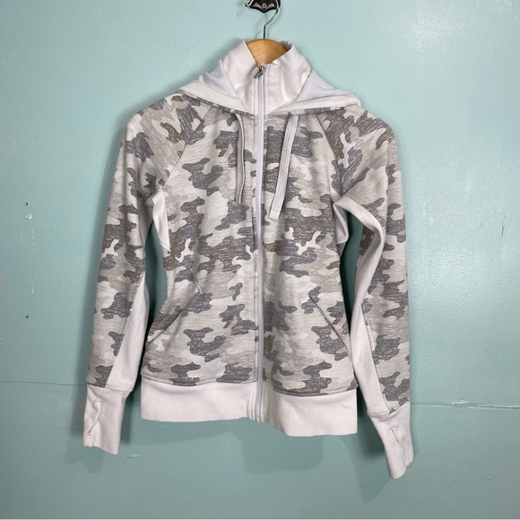 Athleta Triumph Zip Up Hoodie Camo Gray 511504 Sz XS - Picture 1 of 11
